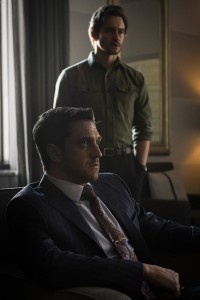 HANNIBAL -- "The Number of the Beast is 666" Episode 312 -- Pictured: (l-r) Raul Esparza as Dr. Chilton, Hugh Dancy as Will Graham  -- (Photo by: Brooke Palmer/NBC)