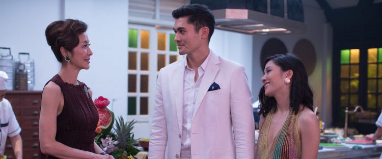 Michelle Yeoh, Henry Golding, and Constance Wu in Crazy Rich Asians
