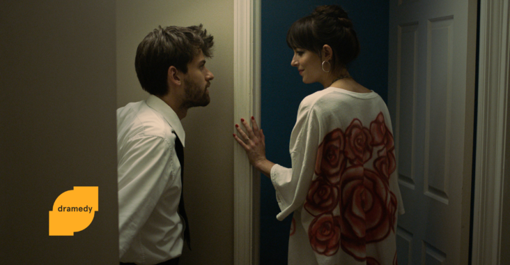 Cooper Raiff and Dakota Johnson in Cha Cha Real Smooth. Courtesy of the Sundance Institute.